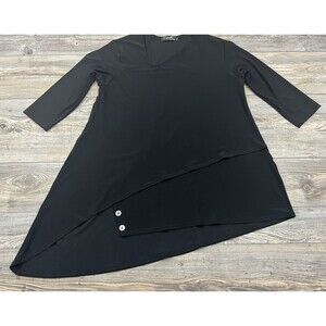 Sympli Top Women 10 Black Asymmetric Flowy Fluid Jersey Travel Lagenlook Canada